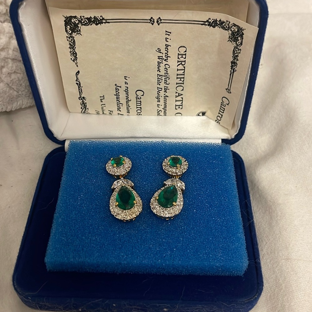 Camrose and Kross Jacqueline Kennedy Emerald Earrings